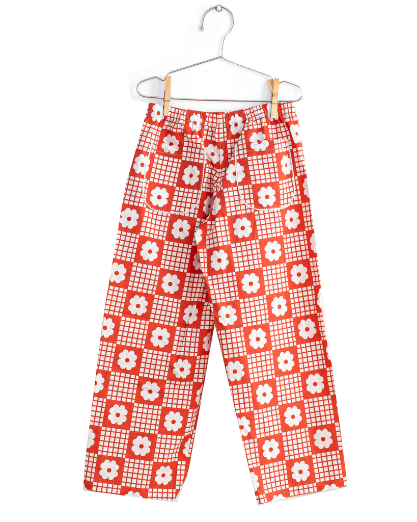 FISH & KIDS FALL 2026 RED FLOWERS RETRO PANTS