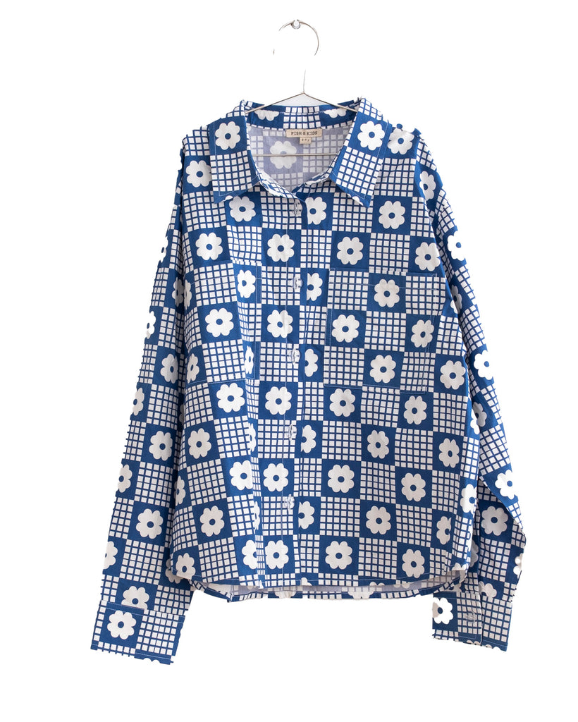 FISH & KIDS FALL 2026 NAVY FLOWERS RETRO SHIRT