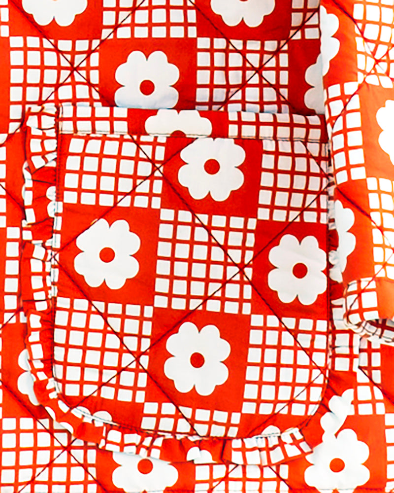 FISH & KIDS FALL 2026 RED FLOWERS RETRO PADDED JACKET