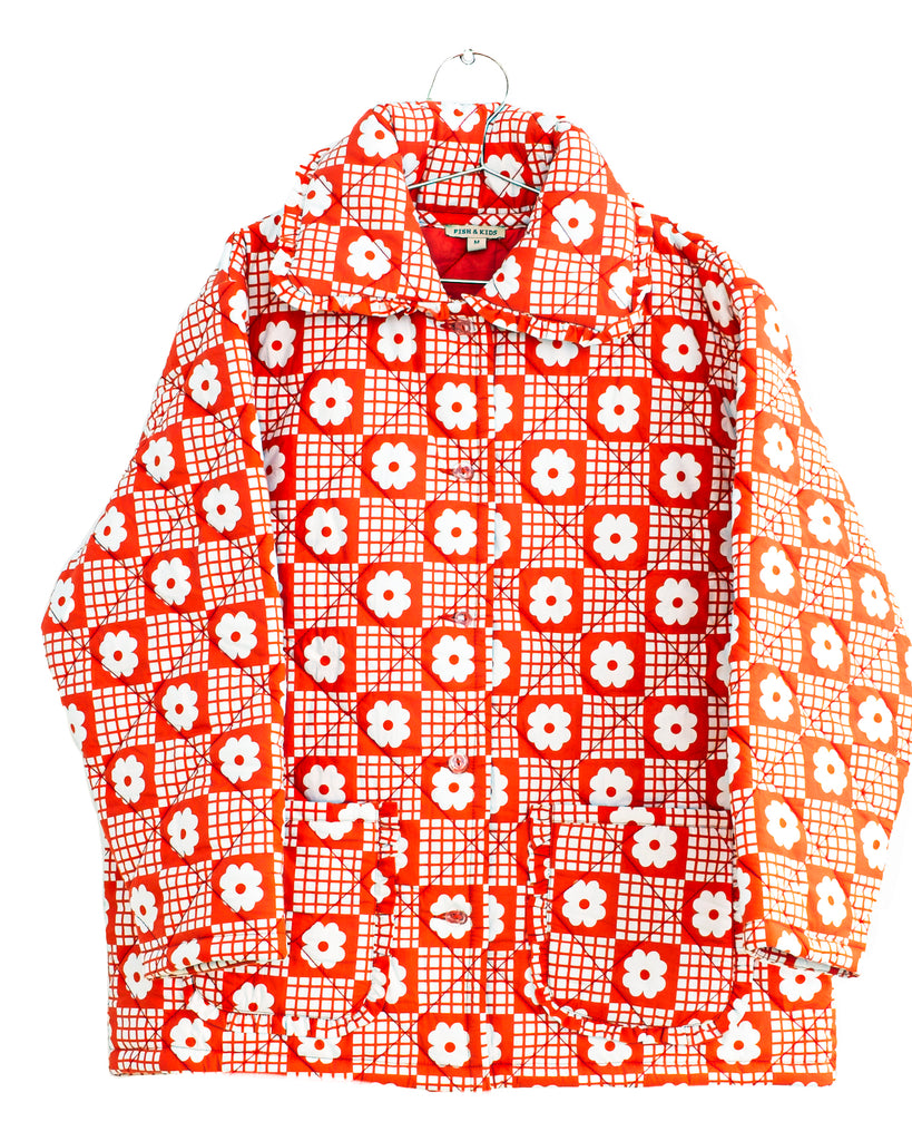 FISH & KIDS FALL 2026 RED FLOWERS RETRO PADDED JACKET