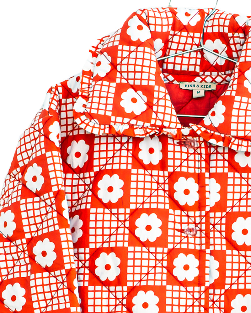 FISH & KIDS FALL 2026 RED FLOWERS RETRO PADDED JACKET