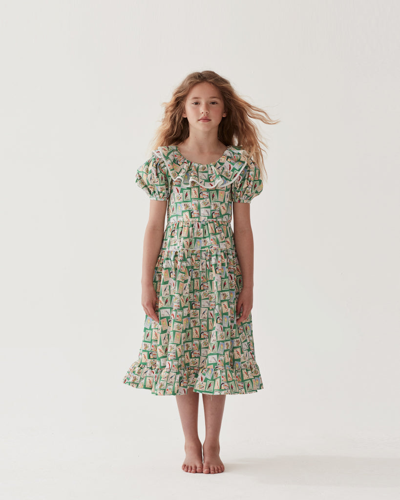 THE MIDDLE DAUGHTER SS24 FLUTTER THE DOVECOTES Dress in Exotic Birds