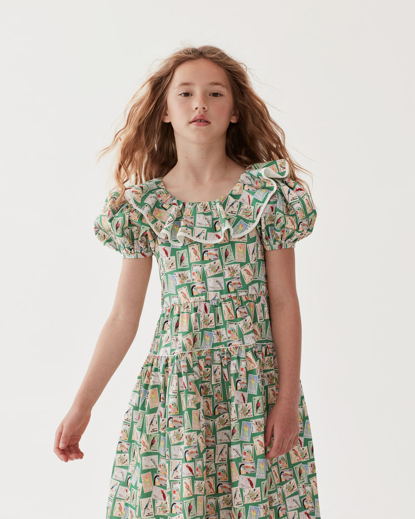 THE MIDDLE DAUGHTER SS24 FLUTTER THE DOVECOTES Dress in Exotic Birds