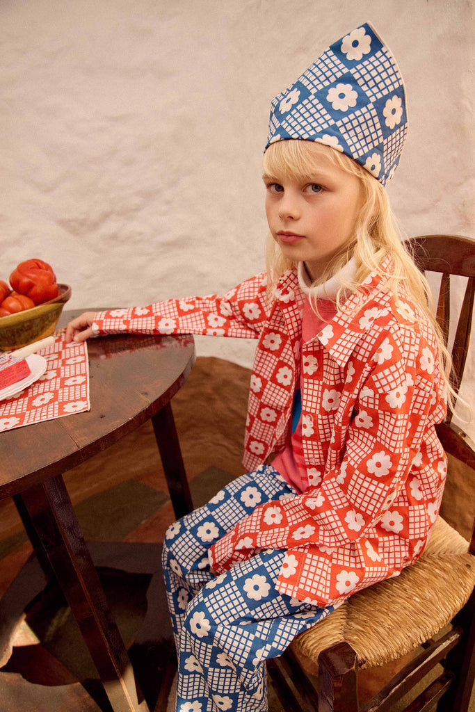 FISH & KIDS FALL 2026 RED FLOWERS RETRO SHIRT