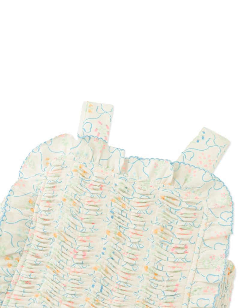 GINGERSNAPS SS26 Martina Trellis Print Smocked Top with Wide Straps & Ruffles