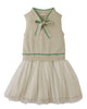 GINGERSNAPS SS26 Clara Sleeveless Top Beige Dress With Neck Ties & Pleated Skirt