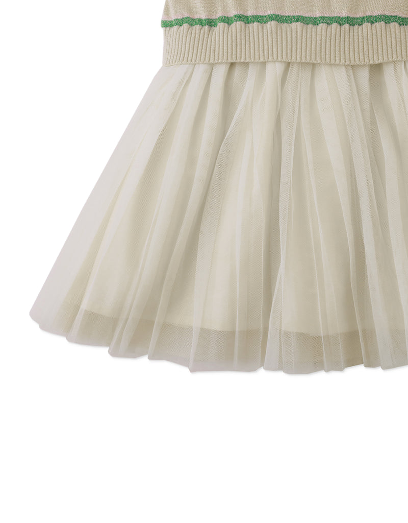 GINGERSNAPS SS26 Clara Sleeveless Top Beige Dress With Neck Ties & Pleated Skirt