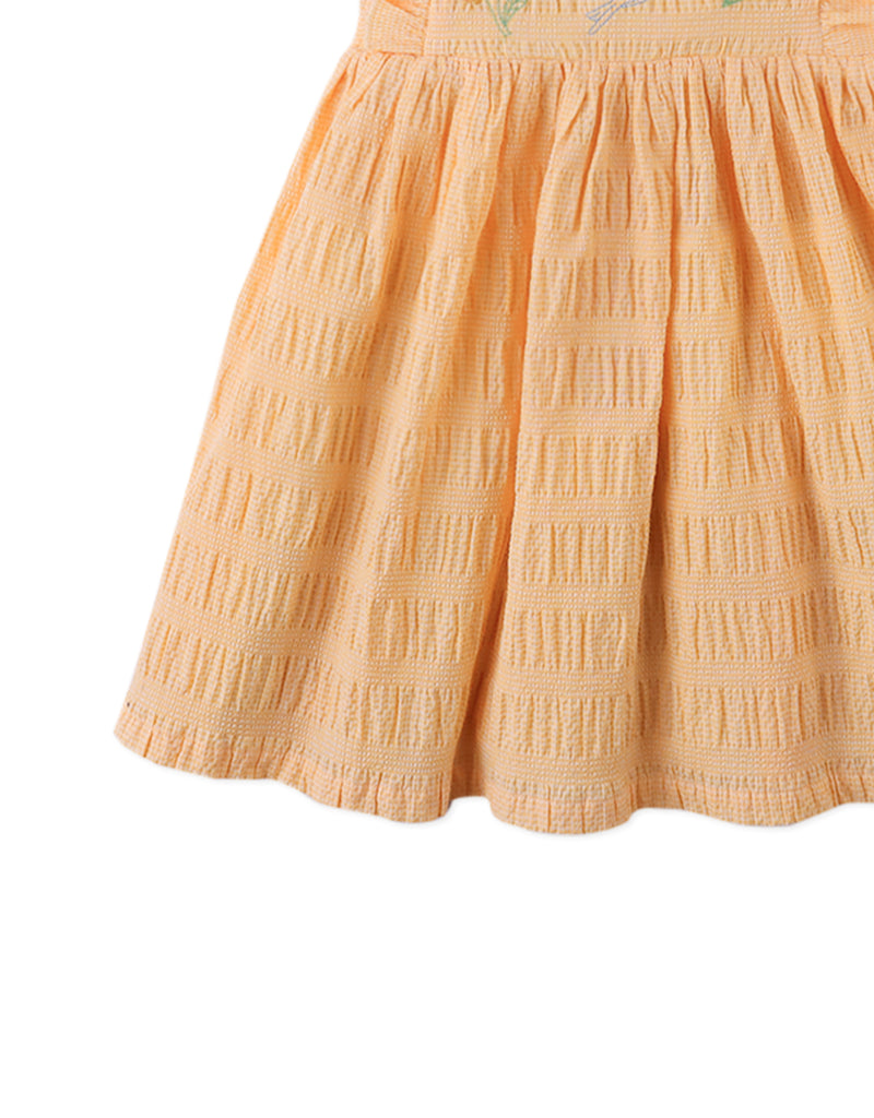 GINGERSNAPS SS26 Emily Ruffled Apron Dress with Botanical Embroidery