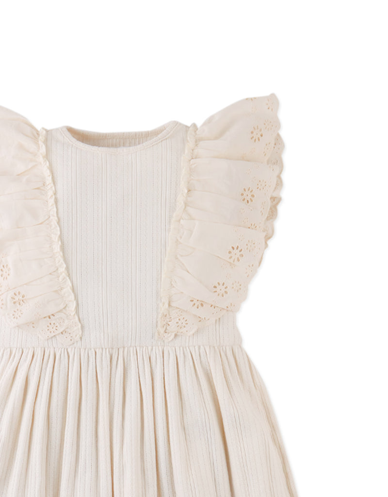 GINGERSNAPS SS26 Liberty Multiribbed Dress with Eyelet Ruffle Sleeves