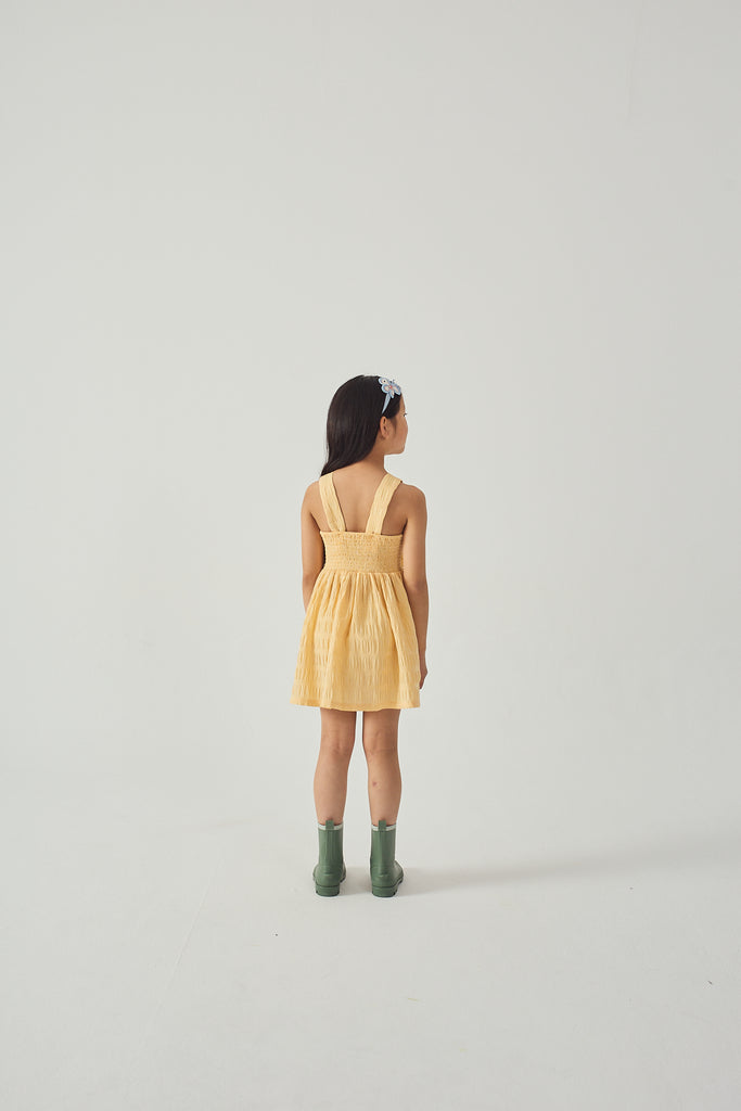 GINGERSNAPS SS26 Emily Ruffled Apron Dress with Botanical Embroidery