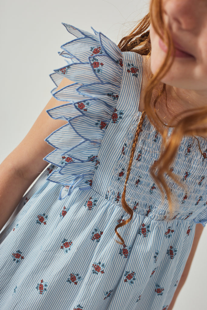 GINGERSNAPS SS26 Chloe Apron Dress with Smocked Bodice & Petal Sleeves