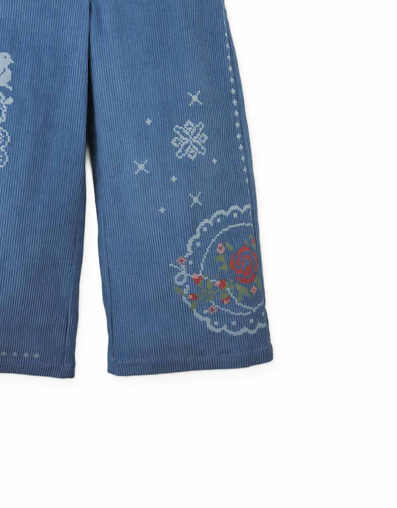 GINGERSNAPS FALL 2026 GLADYS WIDE LEG CORDURY PANTS WITH ROSE DETAIL