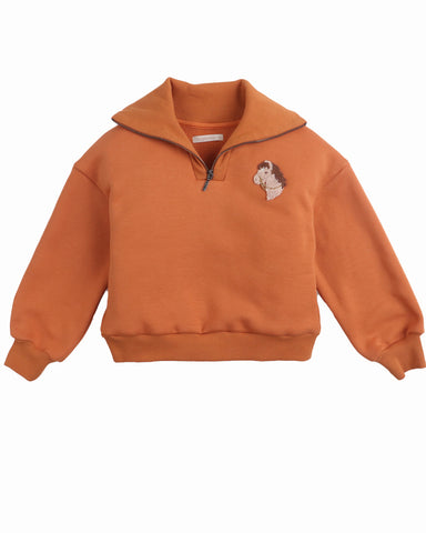 GINGERSNAPS SS24 Girls Pullover Sweatshirt with Petal Collar