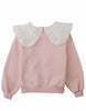 GINGERSNAPS FALL 2026 BENEDICTA SWEATER WITH REMOVABLE WOVEN RUFFLED COLLAR