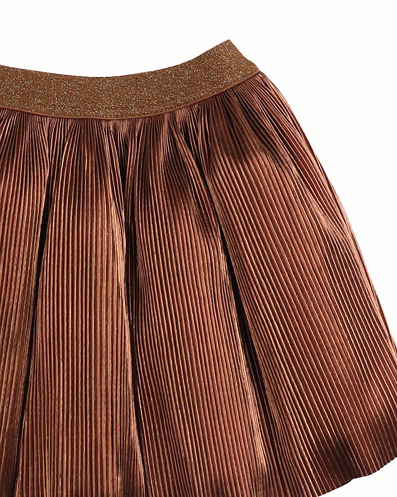 GINGERSNAPS Bronze Metallic Pleated Skirt with Metallic Waistband