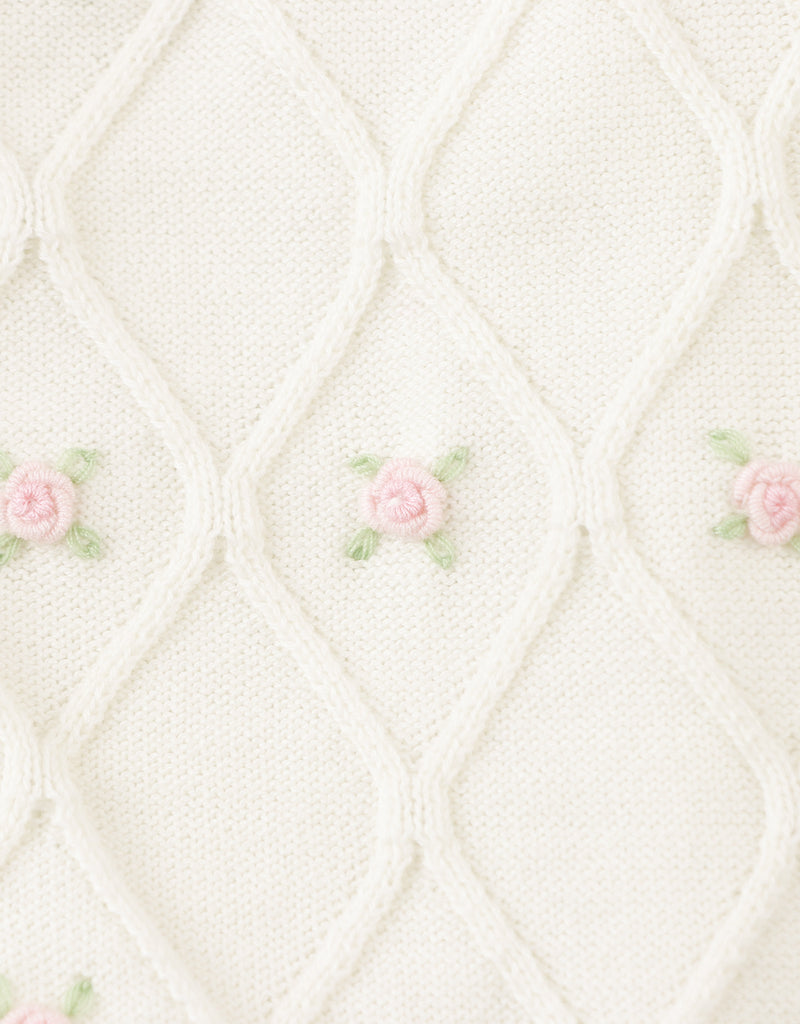 GINGERSNAPS SS26 Louise Trellis Knitted Vest with Bullion Flower Embroidery