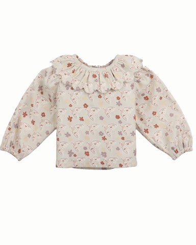 GINGERSNAPS Baby Long Sleeve Ruffled Collar Ribbed T-shirt Top