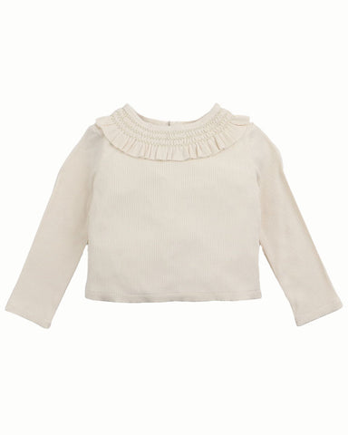 GINGERSNAPS Baby Long Sleeve Ruffled Collar Ribbed T-shirt Top