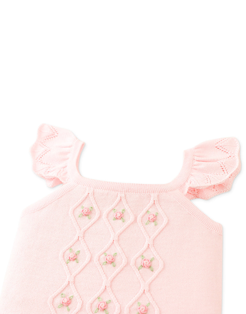 GINGERSNAPS SS26 Baby Georgina Knitted Blouse with Bullion Flower Embroidery