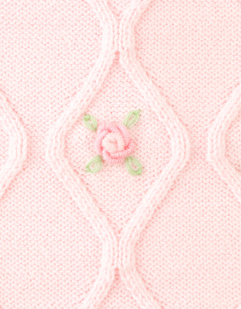 GINGERSNAPS SS26 Baby Georgina Knitted Blouse with Bullion Flower Embroidery