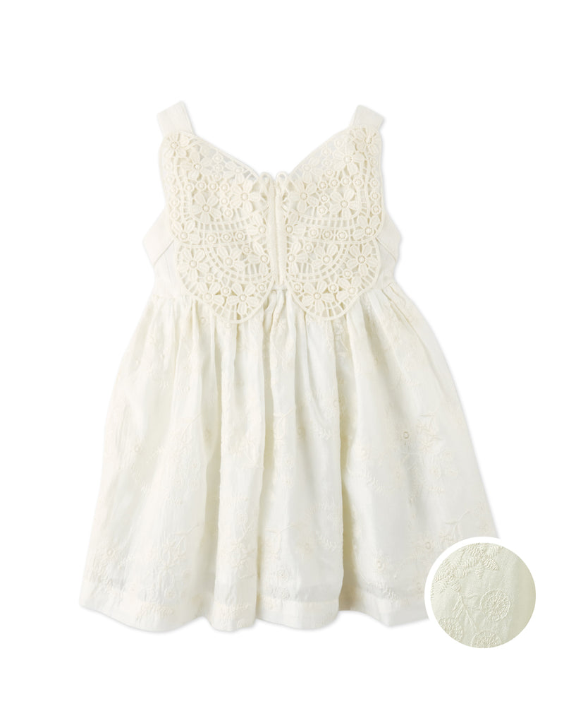 GINGERSNAPS SS26 Baby Gabrielle Eyelet Dress with Crochet Butterfly Appliqué