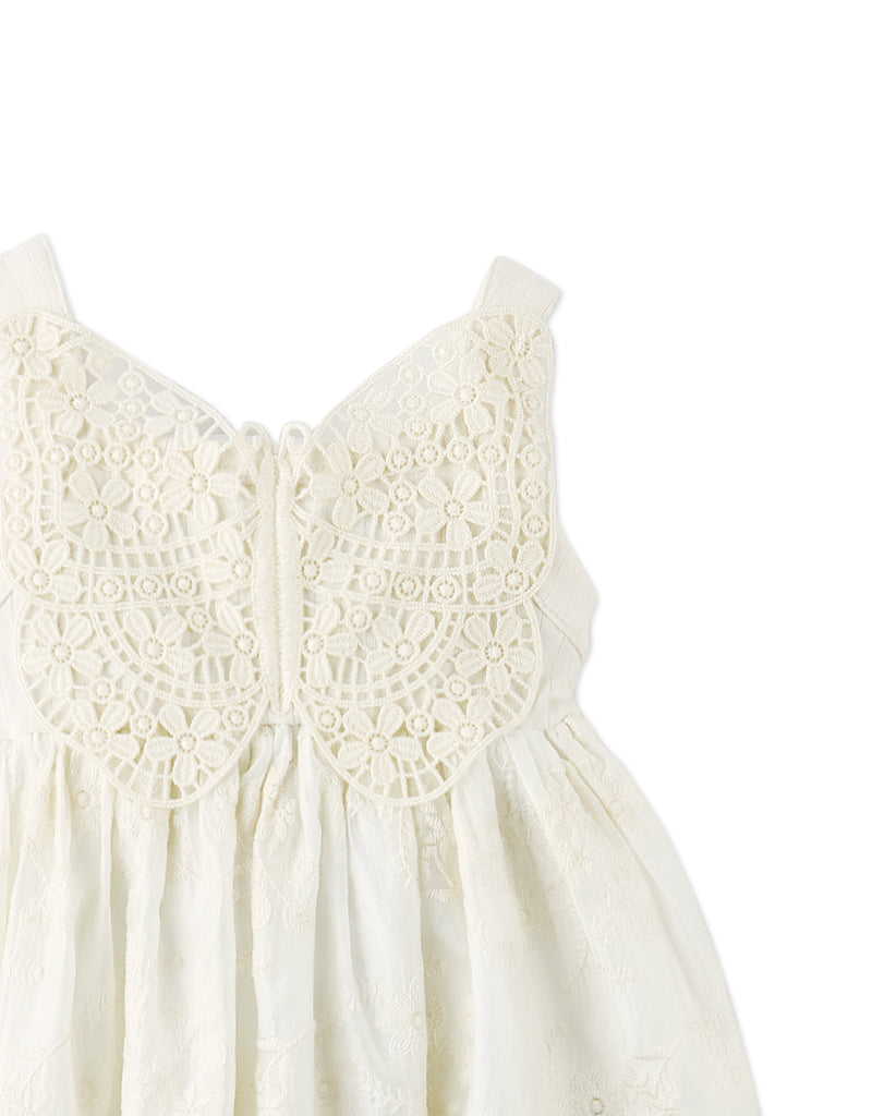 GINGERSNAPS SS26 Baby Gabrielle Eyelet Dress with Crochet Butterfly Appliqué