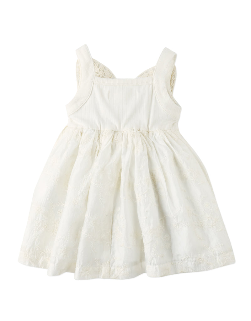 GINGERSNAPS SS26 Baby Gabrielle Eyelet Dress with Crochet Butterfly Appliqué