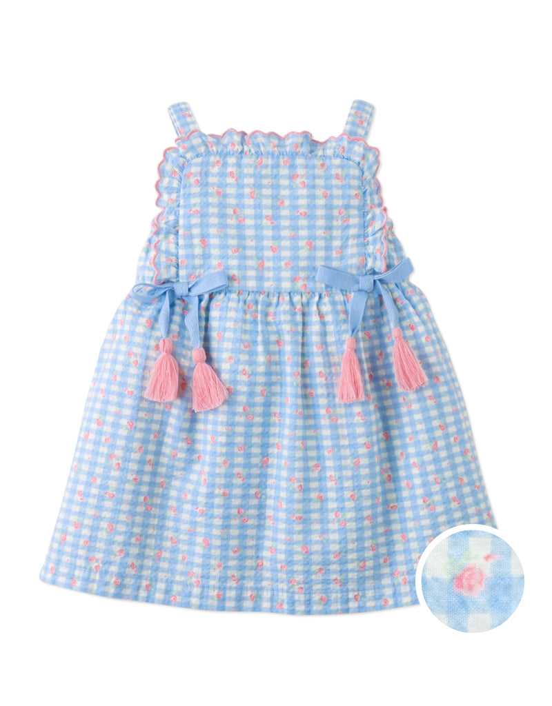 GINGERSNAPS SS26 Baby Powder Dress with Embroidered Ruffles & Bow Details