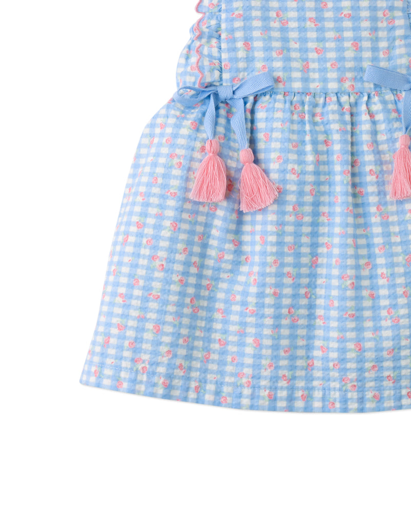 GINGERSNAPS SS26 Baby Powder Dress with Embroidered Ruffles & Bow Details