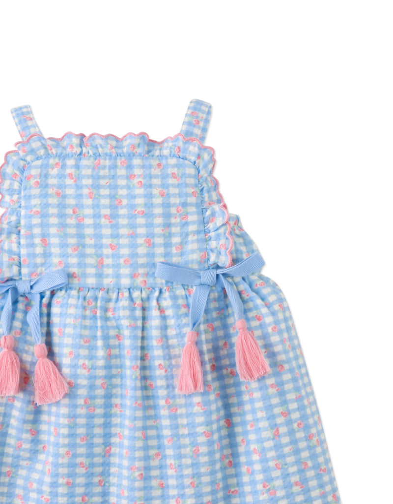 GINGERSNAPS SS26 Baby Powder Dress with Embroidered Ruffles & Bow Details