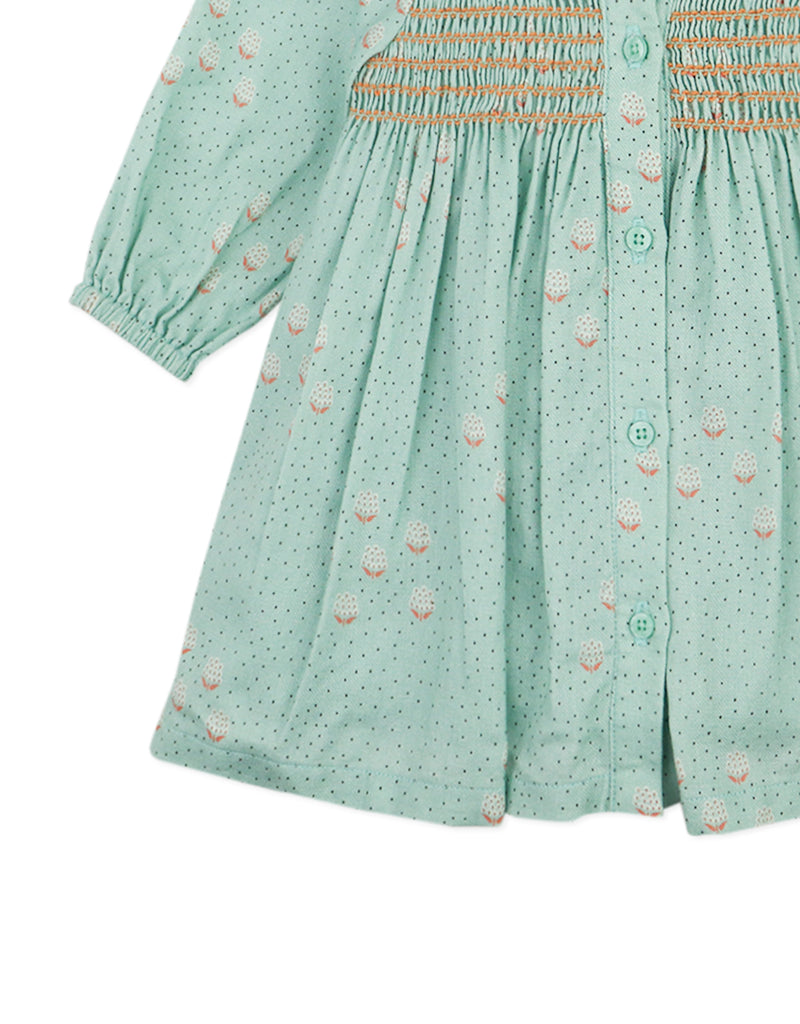 GINGERSNAPS FW25 BABY TILDA LONG SLEEVES MINT GROVE DRESS