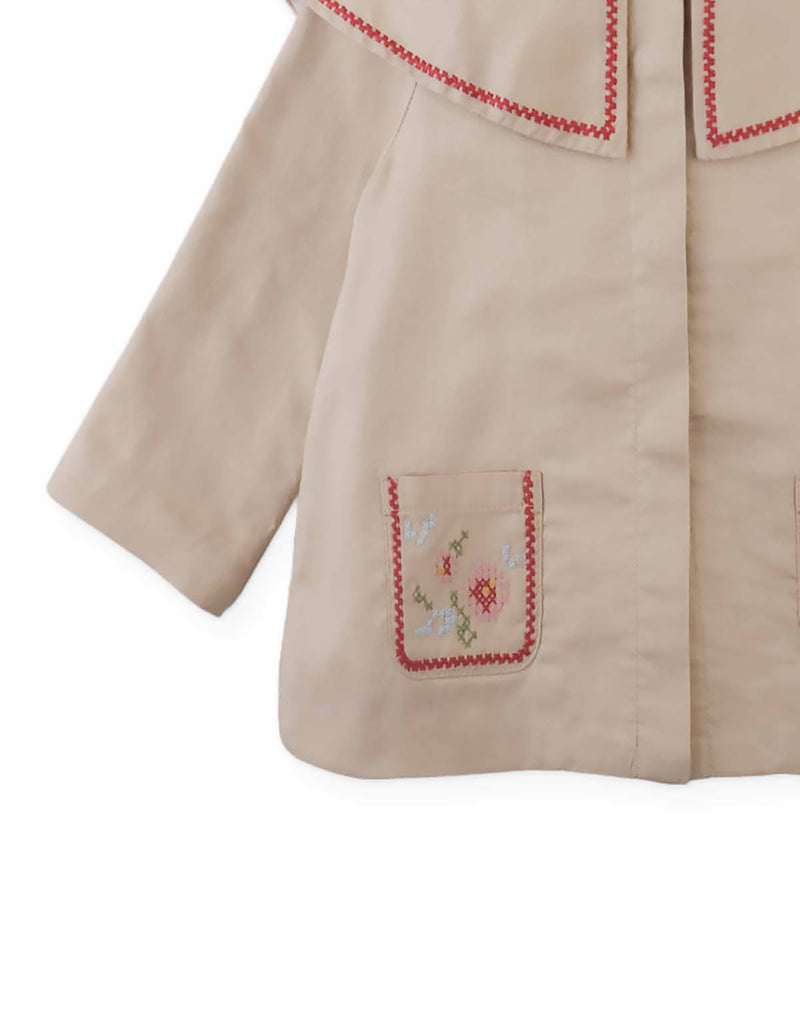 GINGERSNAPS FALL 2026 BABY SYBIL JACKET WITH CROSS STITCH DOUBLE COLLAR