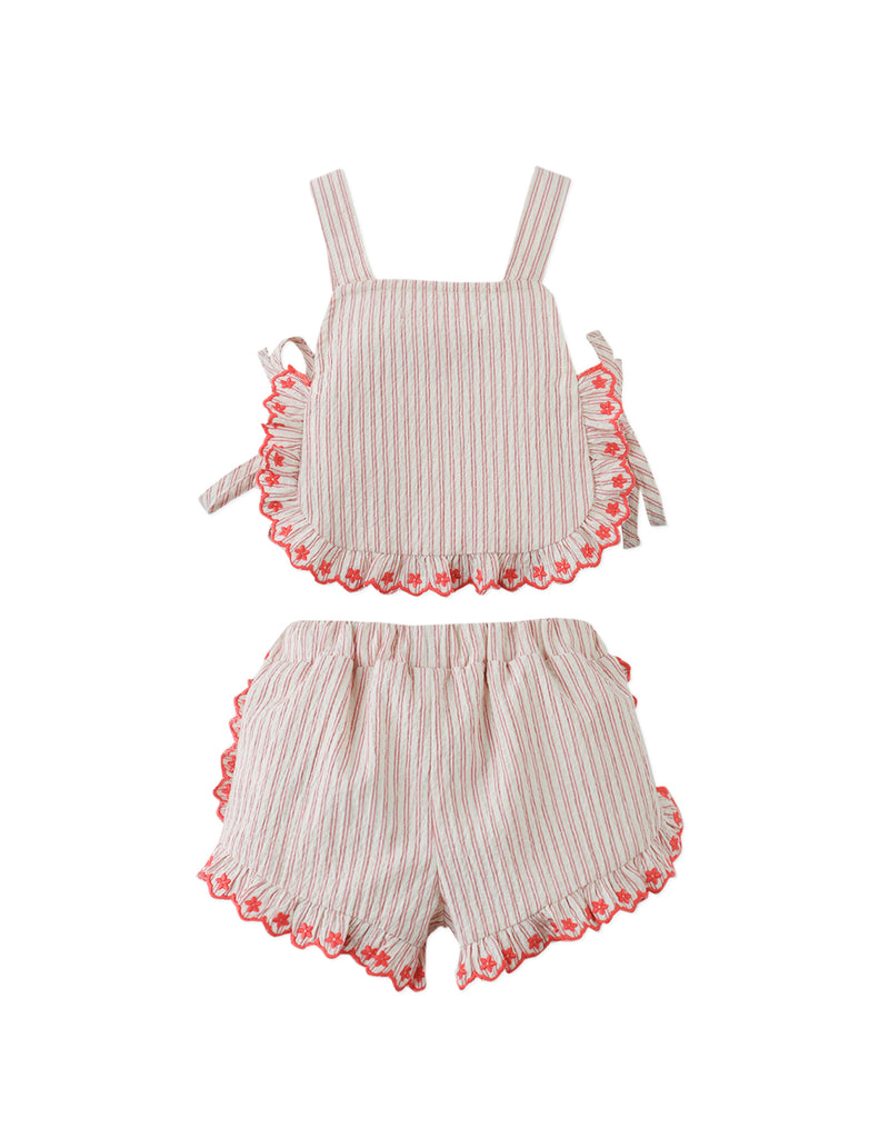 GINGERSNAPS SS26 Baby Juria Apron Blouse & Shorts Set with Scallop Ruffles (2 pieces)