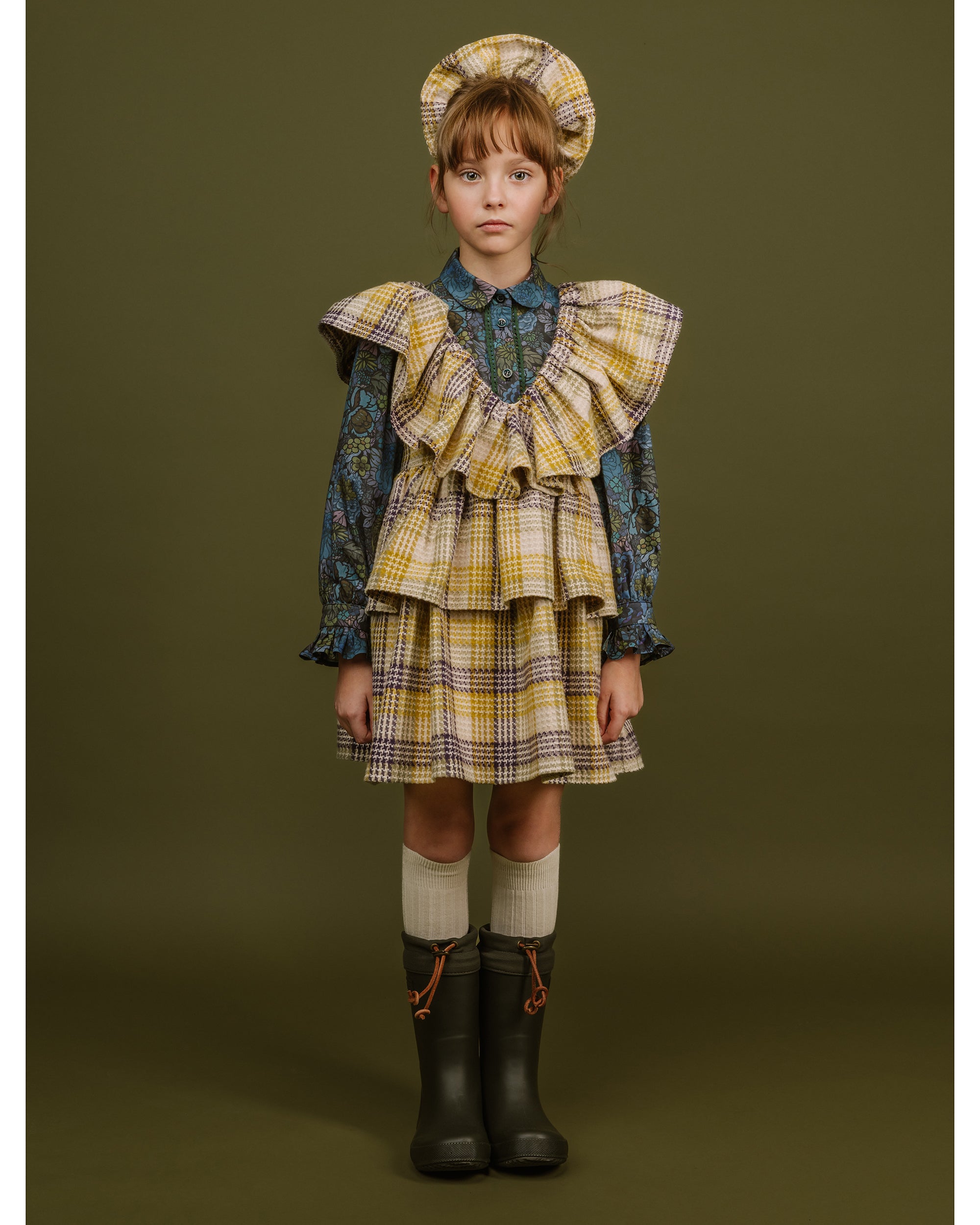 PAADE MODE WONDER VOYAGE Cotton Pinafore Dress Vero in Yellow Check 3y / Yellow