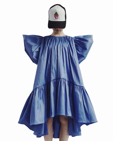 CAROLINE BOSMANS Bow Tafetta Mini Skirt in Sky Blue