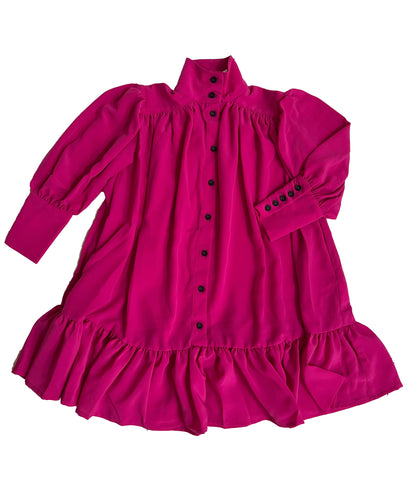 UNLABEL FW23 Surprise Dress with Contrast Bow in Fuchsia