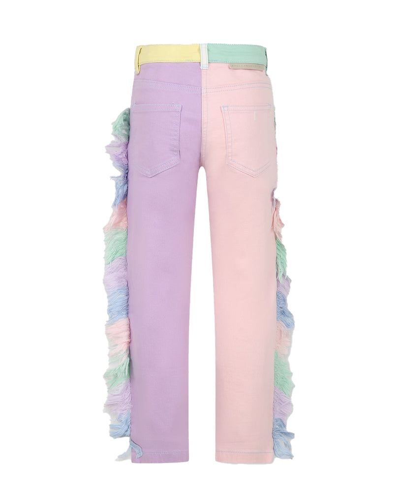 STELLA MCCARTNEY KIDS Girl Unicorn Patches Denim Pants Jeans with Fringes