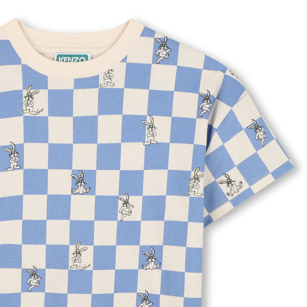 KENZO FW26 Short Sleeve T-shirt Top with Checkered Print
