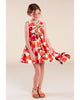 MiMiSol SS24 Tafetta Dress with Orange Print and Rhinestones