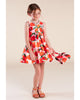 MiMiSol SS24 Tafetta Dress with Orange Print and Rhinestones
