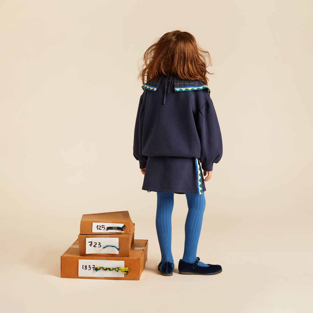 MORNING MESS THERAPY STATEMENT COLLAR SWEATSHIRT in Navy