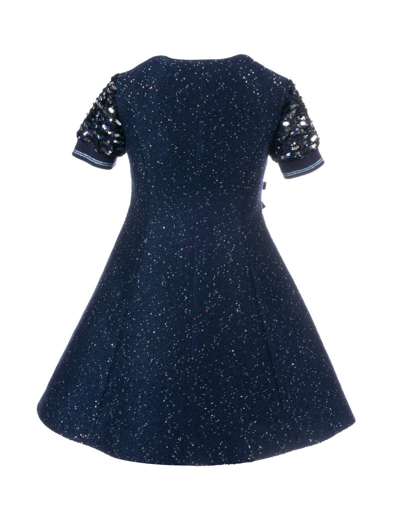 MiMiSol FW23 Squined Dress in Dark Blue