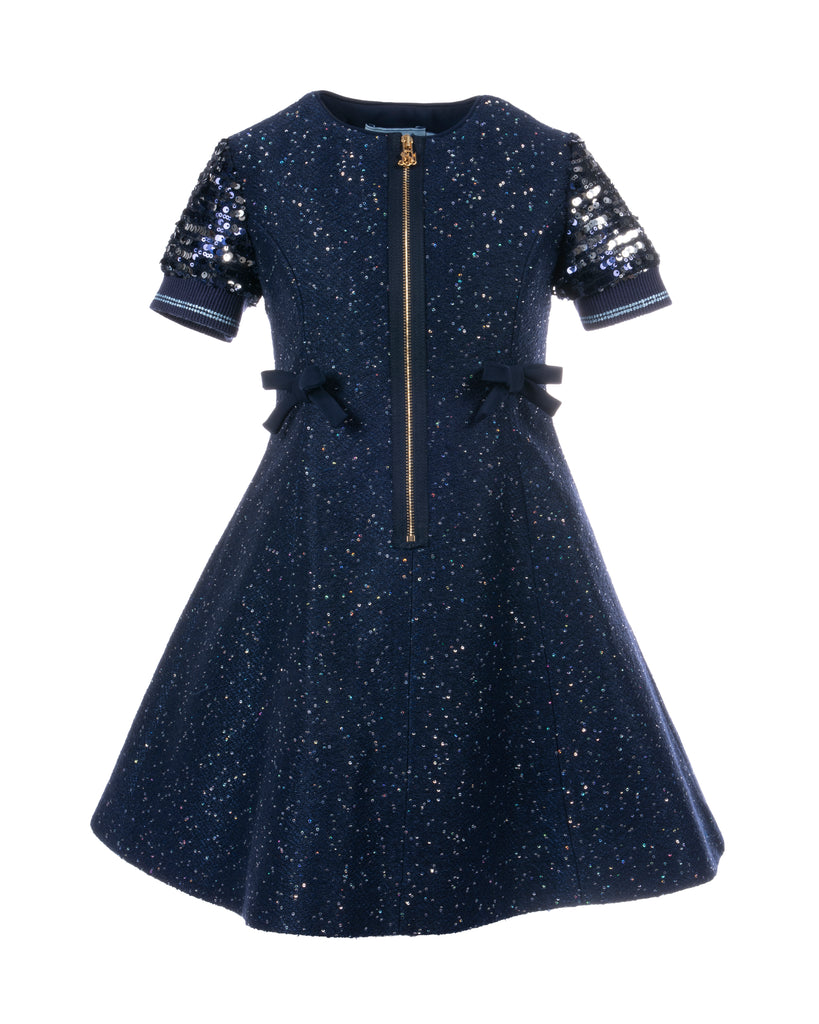 MiMiSol FW23 Squined Dress in Dark Blue