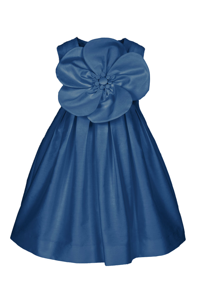 MiMiSol SS24 Flower Applique Dress in Blue