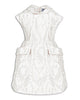 MiMiSol SS24 Jacquard Overlay Retro Dress with Tulip Skirt in Cream