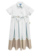MiMiSol SS24 Cotton Maxi Dress with Front Bows in Cream and Beige