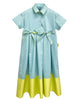MiMiSol SS24 Cotton Maxi Dress with Front Bows in Sky Blue and Light Green
