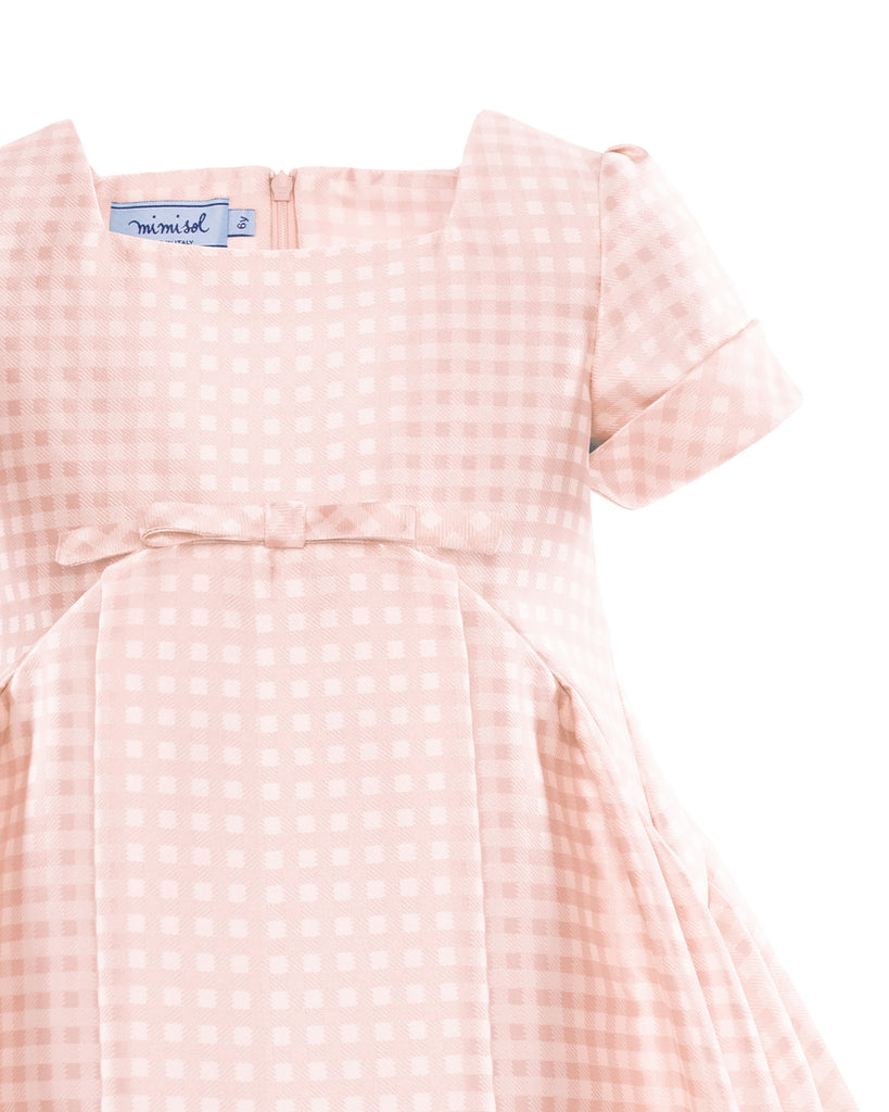 MIMISOL Spring Summer 2026 VICHY-MIKADO GATHERED DRESS in SALMON