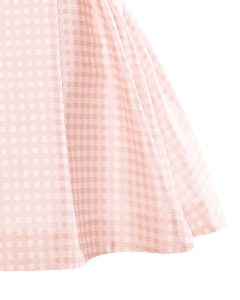 MIMISOL Spring Summer 2026 VICHY-MIKADO GATHERED DRESS in SALMON