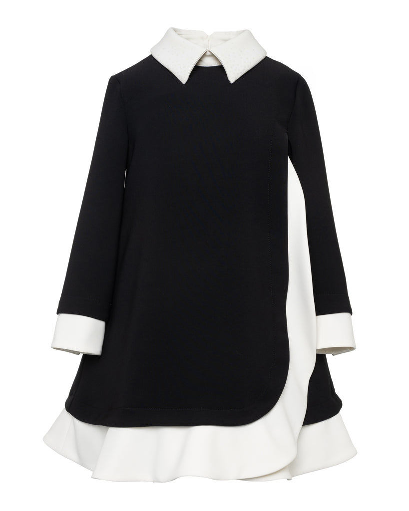 MIMISOL FALL 2026 Ruffled Crepe Dress in Black and White